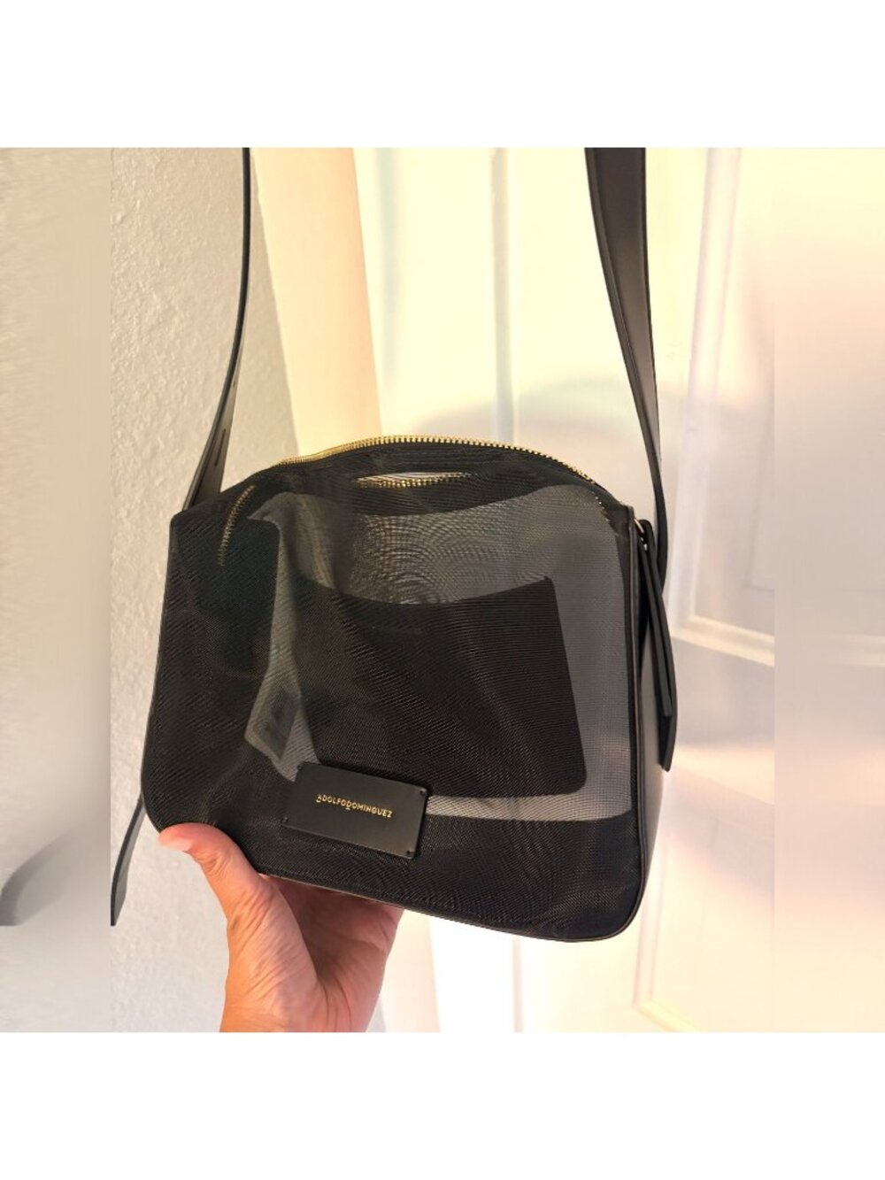 Adolfo Dominguez Mesh Crossbody Bag Black NWOT